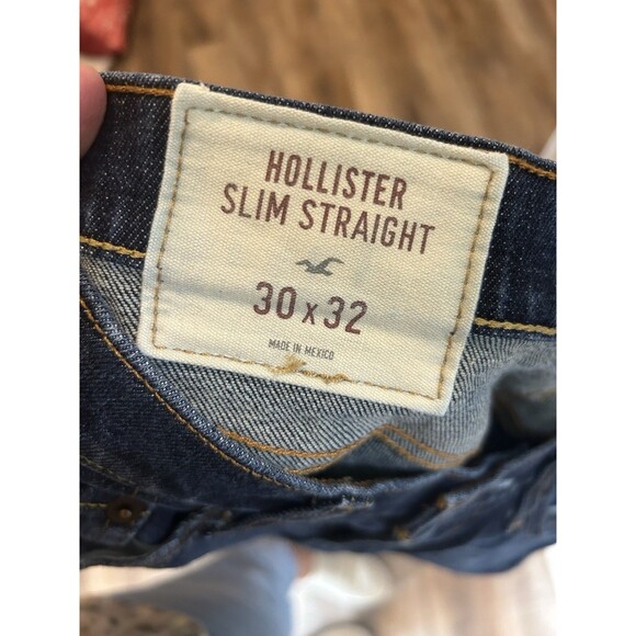 Hollister Men Slim Straight Dark Wash Blue Denim Jeans Size 30x32 Cotton Blend - Picture 3 of 6